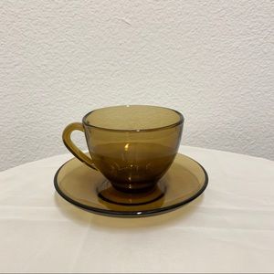 Vintage amber brown teacup